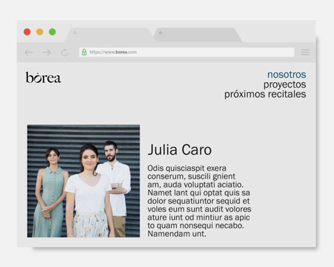 Simulación de la web de Bórea.