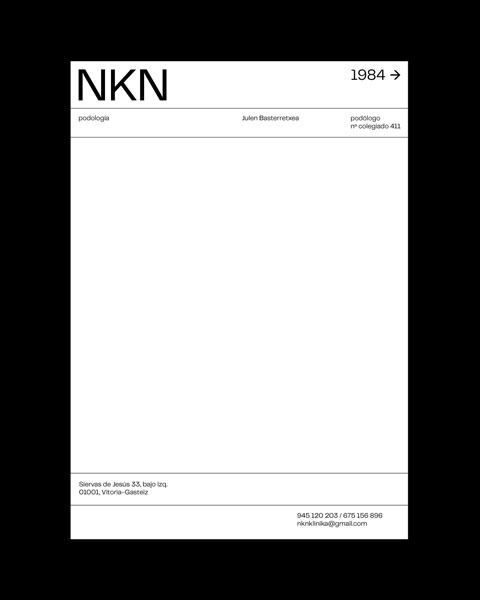 Hoja de carta con la identidad de NKN.